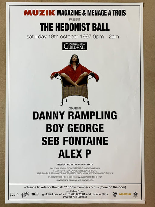 The Hedonist Ball - 1997 Southampton Guildhall Poster New collectable releases UK record store sell used