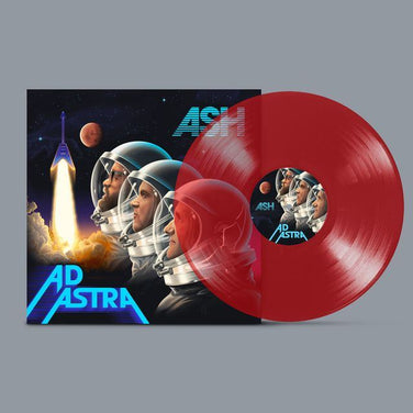 Ash “Ad Astra” red vinyl record with astronaut portraits and rocket launch cover art