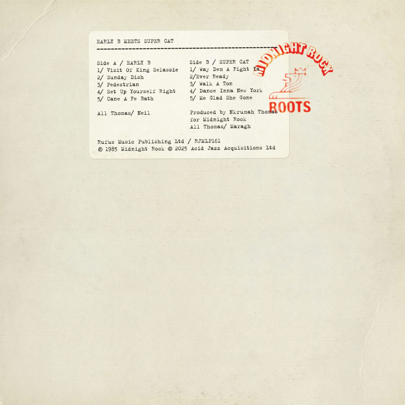 Early B & Super Cat - Early B Meets Super Cat Vinyl LP Reissue