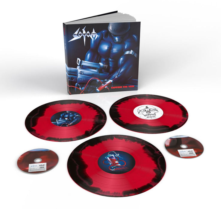 Sodom - Tapping The Vein Deluxe 3x Red & Black Swirl Vinyl LP + 2CD Bookpack