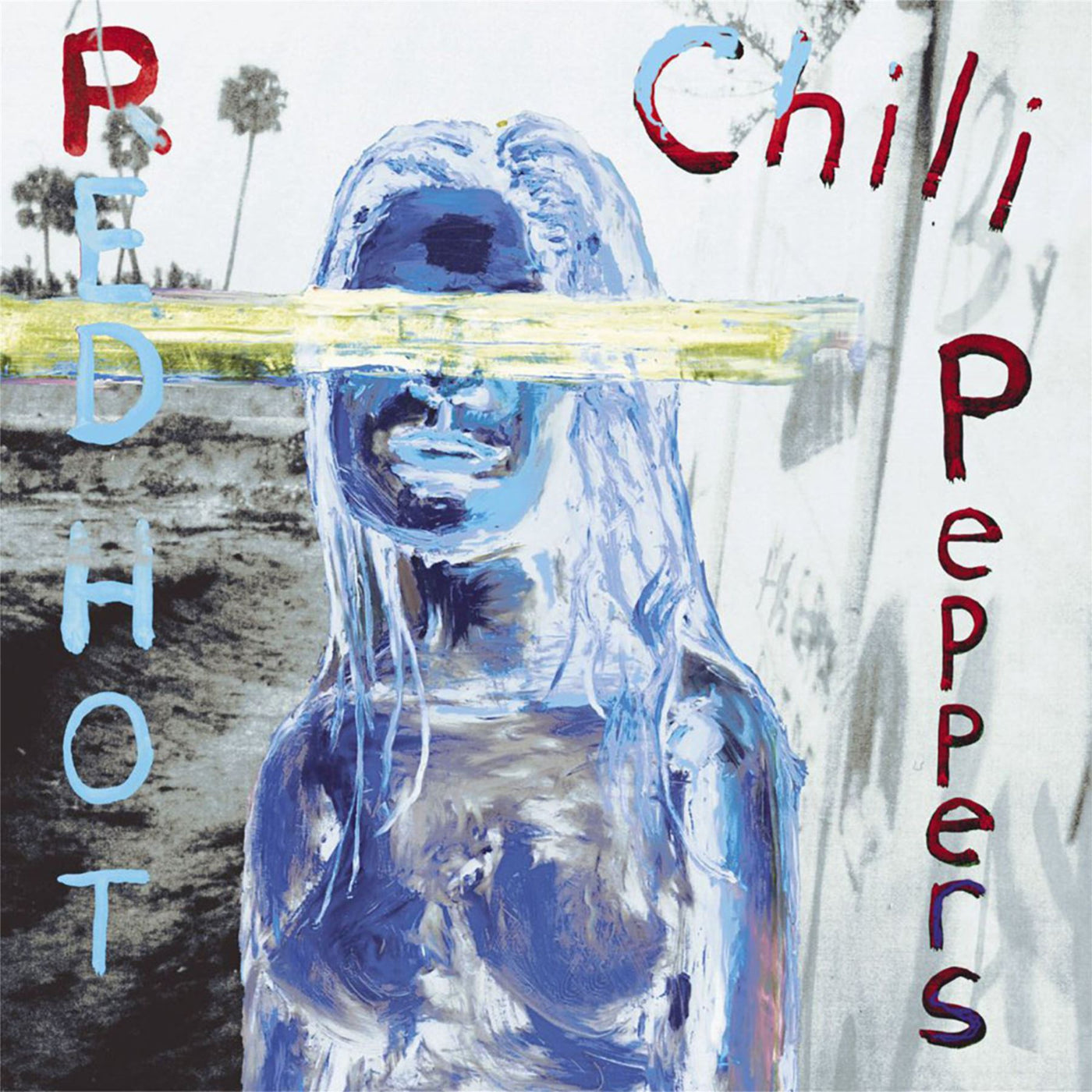Red Hot Chili Peppers ‘By the Way’ cover—blue-toned painted figure with yellow brushstroke across eyes
