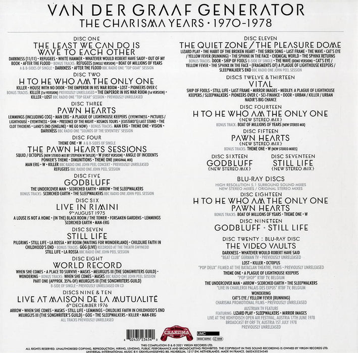 Van Der Graaf Generator - The Charisma Years 1970-1978 17CD + 3 Blu-ray