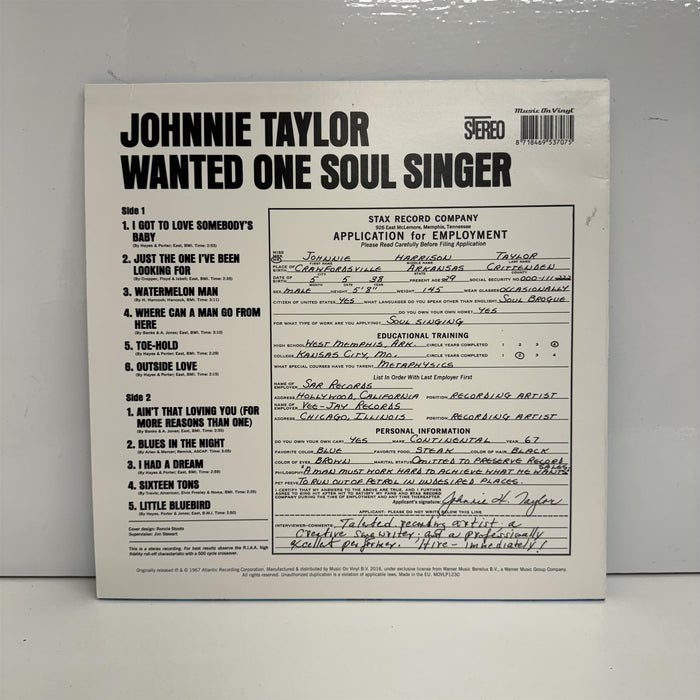 Johnnie Taylor - Wanted One Soul Singer Vinyl LP