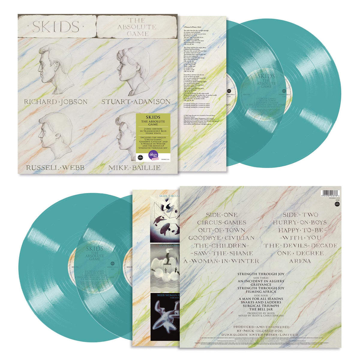The Skids - The Absolute Game National Album Day 45th Anniversary 2x Blue Stone Translucent Vinyl LP Reissue