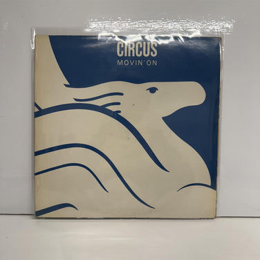 Circus “Movin’ On” vintage sleeve with bold blue horse graphic