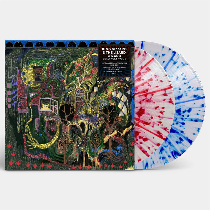 King Gizzard & The Lizard Wizard - Demos Vol. 5 + Vol. 6 Limited Edition 2x Milky Clear with Cobalt Blue / Apple Red Splatter Vinyl LP