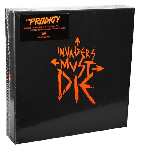 The Prodigy - Invaders Must Die Deluxe Edition 5x Orange Vinyl 7" + 2CD + DVD