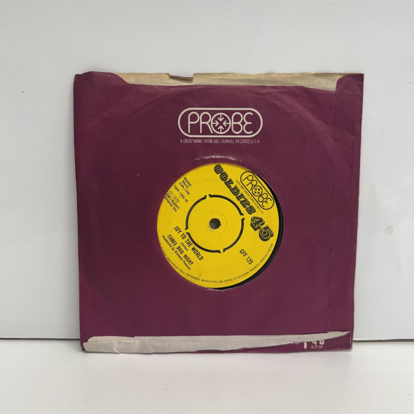 Three Dog Night - Joy To The World / Mama Told Me Not To Come 7" Vinyl Single
