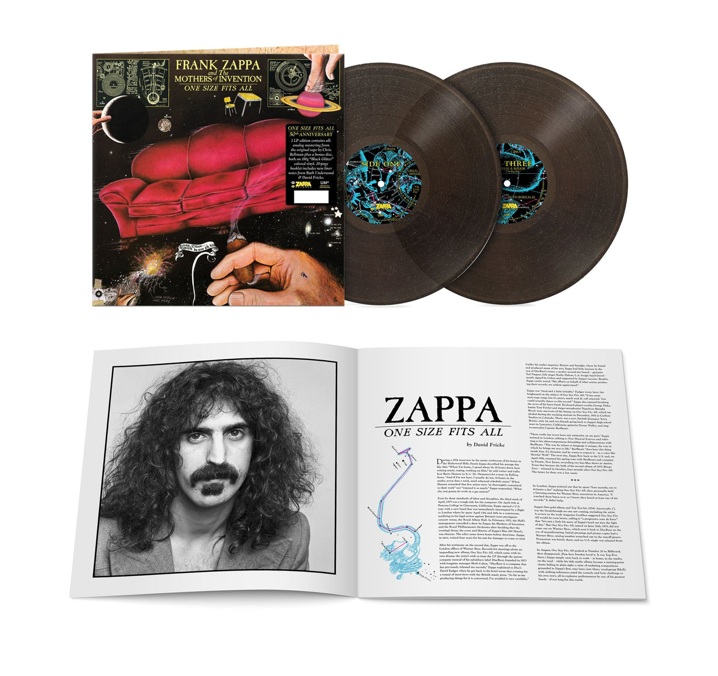 Frank Zappa - One Size Fits All 50th Anniversary 2x Black Glitter Vinyl LP