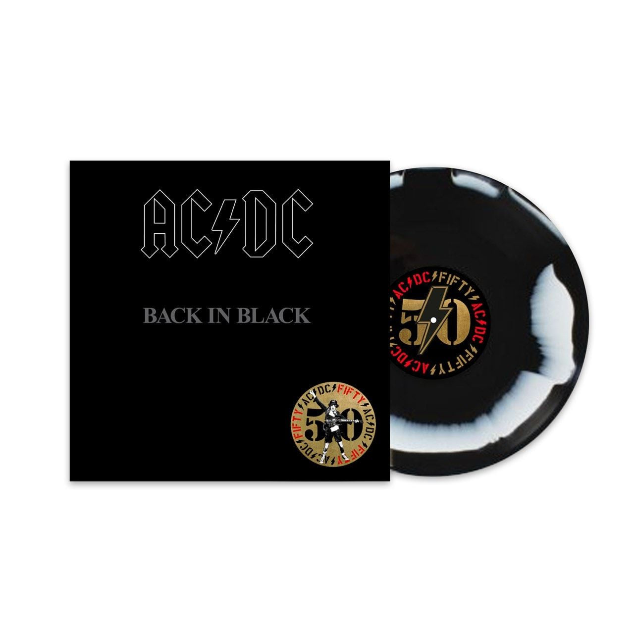 AC/DC - Back In Black Black & White Swirl Vinyl LP Reissue
