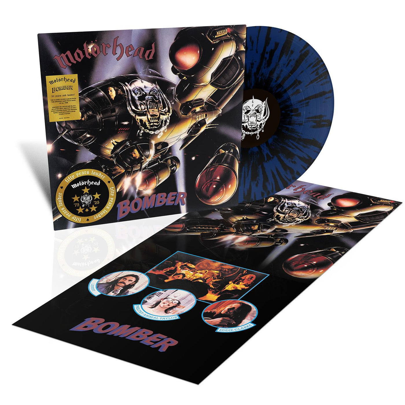 Motorhead - Bomber 50th Anniversary Dark Blue & Black Splatter Vinyl LP Reissue