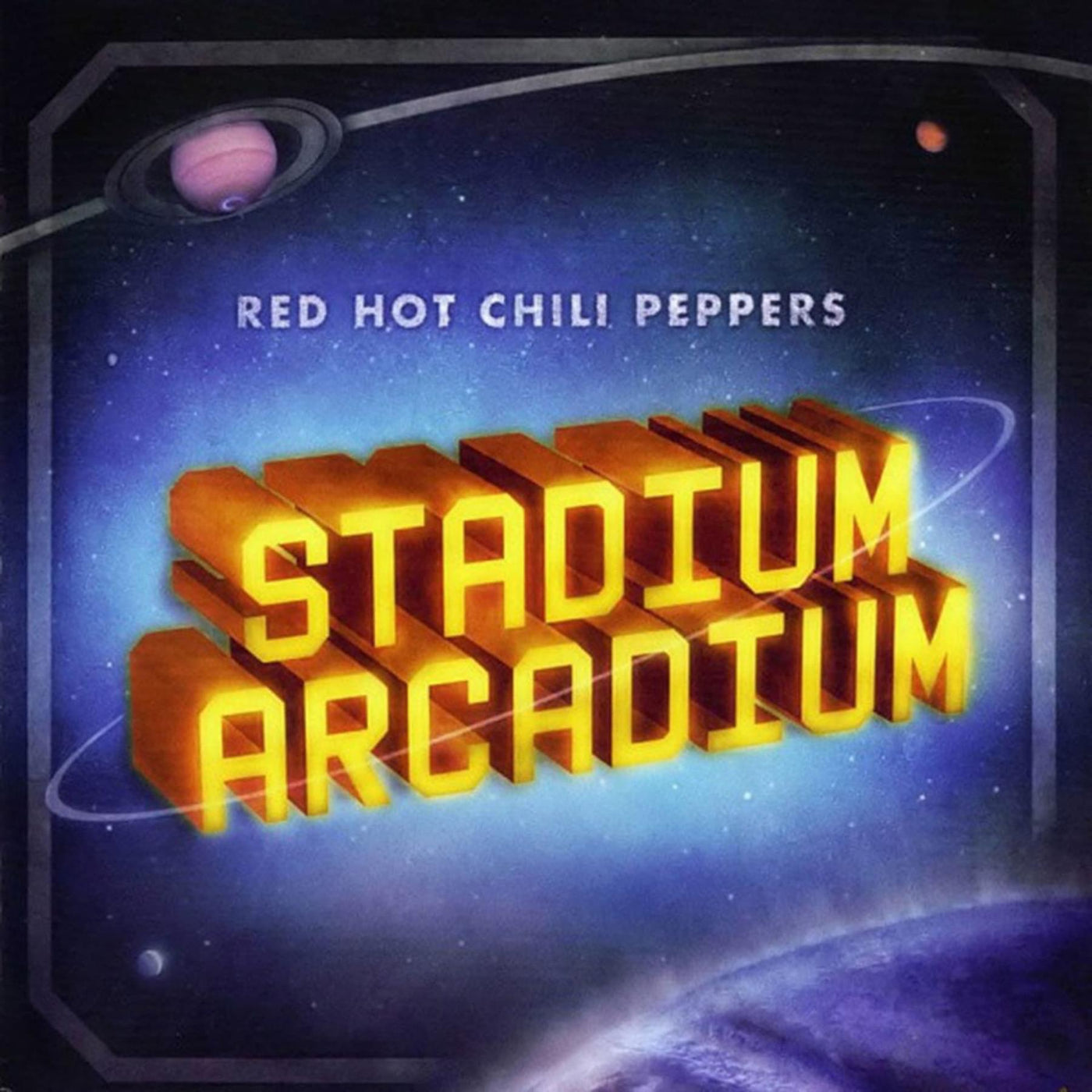 Red Hot Chili Peppers ‘Stadium Arcadium’ outer-space neon title album cover