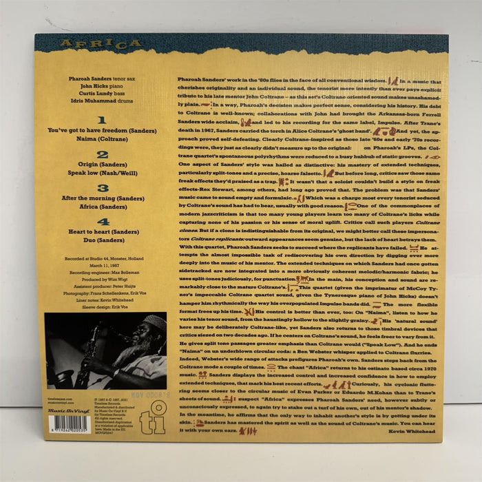 Pharoah Sanders - Africa 2x 180G Limited Edition Crystal Clear Vinyl LP