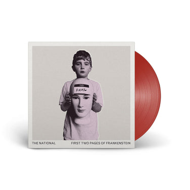 The National ‘First Two Pages of Frankenstein’ cover with red vinyl—boy holding mannequin head labeled Paul