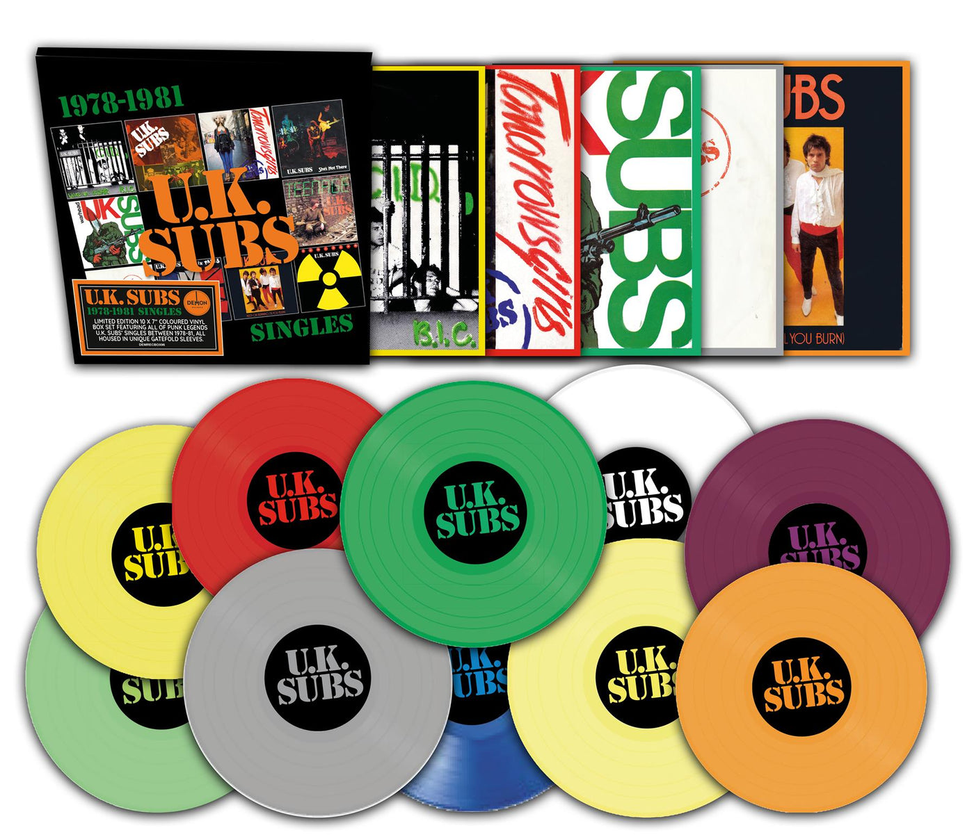 UK Subs - 1978-1981 Singles 10x 7" Colour Vinyl Single Box Set