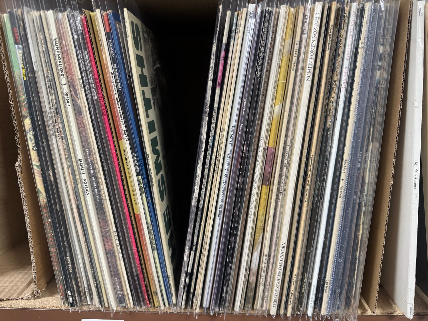 Be sure to keep them upright, best not to stack them flat