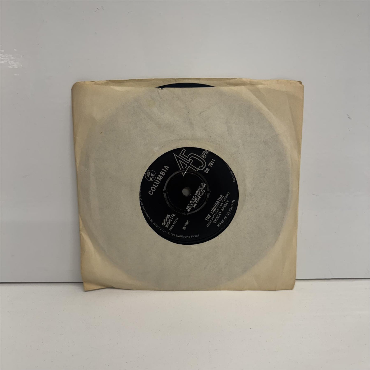 The Liquidator - Shirley Bassey 7" Vinyl Single