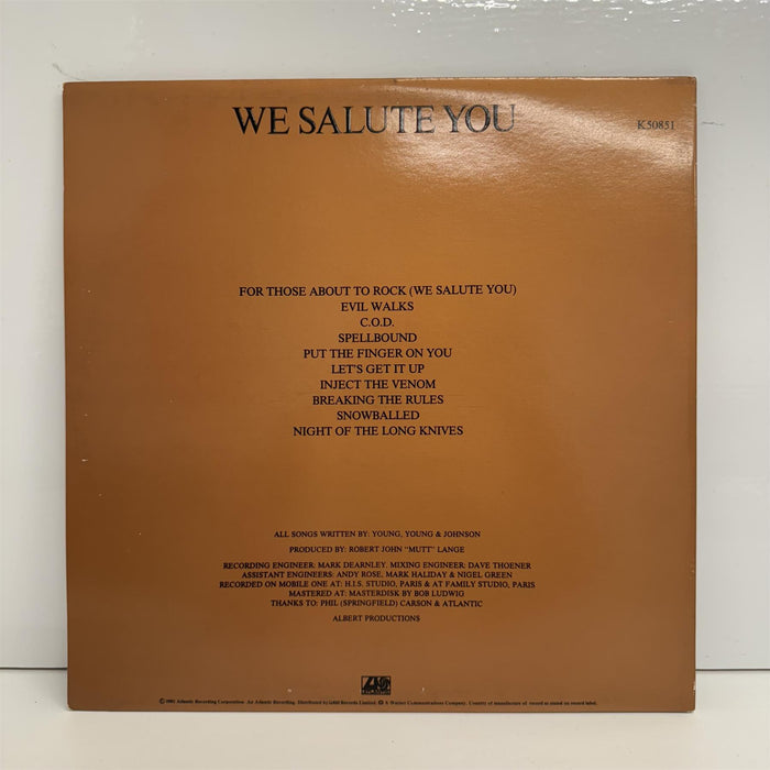 AC/DC - For Those About To Rock We Salute You Vinyl LP