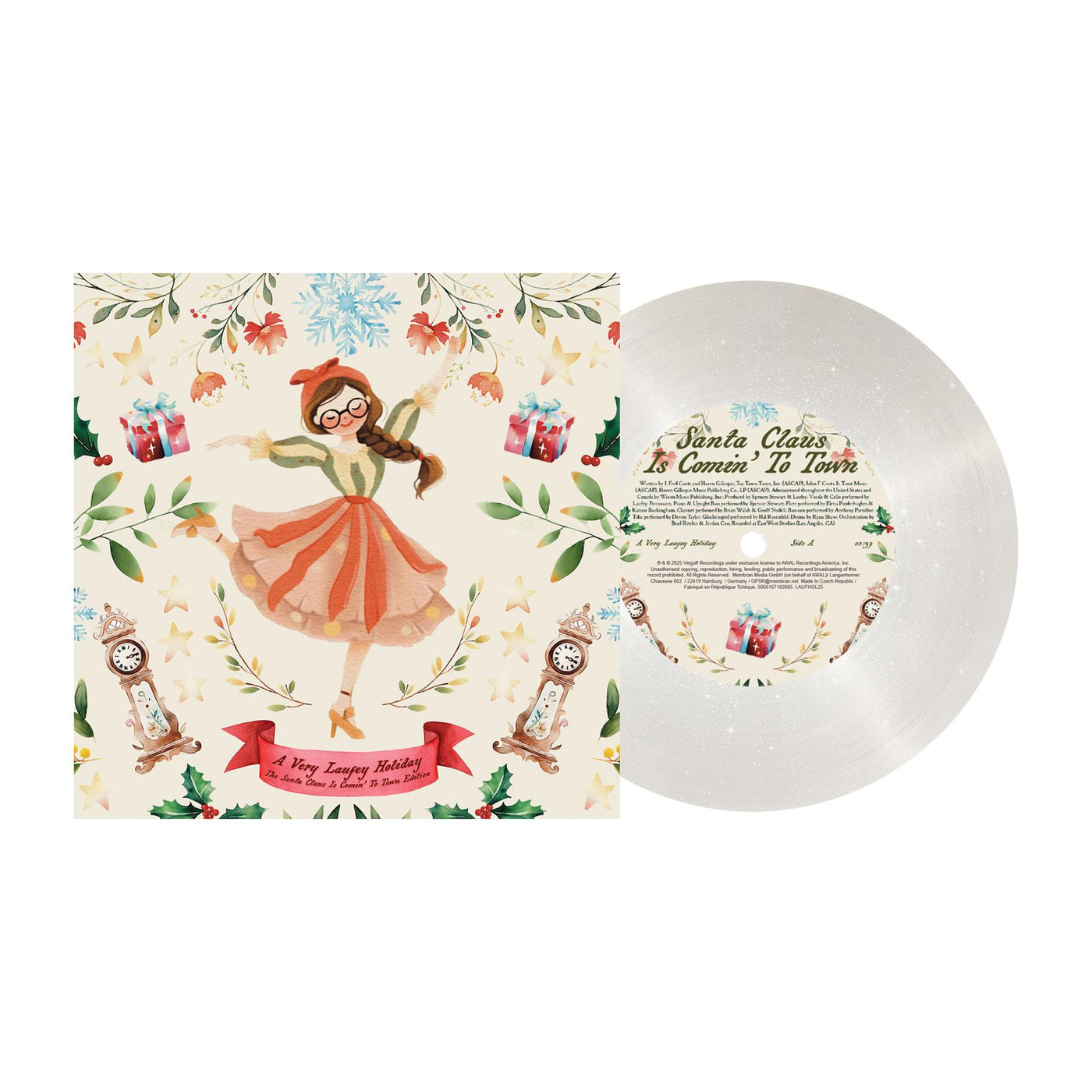 Laufey - A Very Laufey Holiday: The Santa Claus Is Comin’ To Town Edition 7" Snow Globe Glitter Vinyl Single