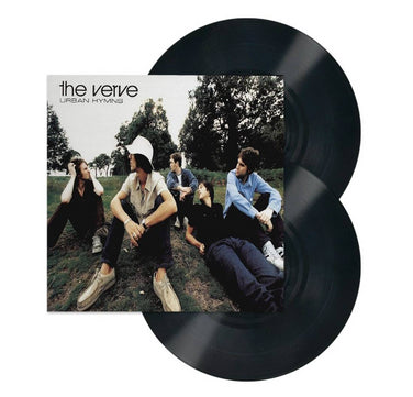 The Verve ‘Urban Hymns’ 2×LP—band sitting on grass on the sleeve with two black vinyl records