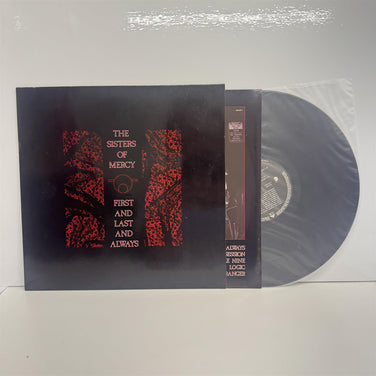Vinyl copy of The Sisters of Mercy’s First and Last and Always, featuring a stark black and red gothic cover design.