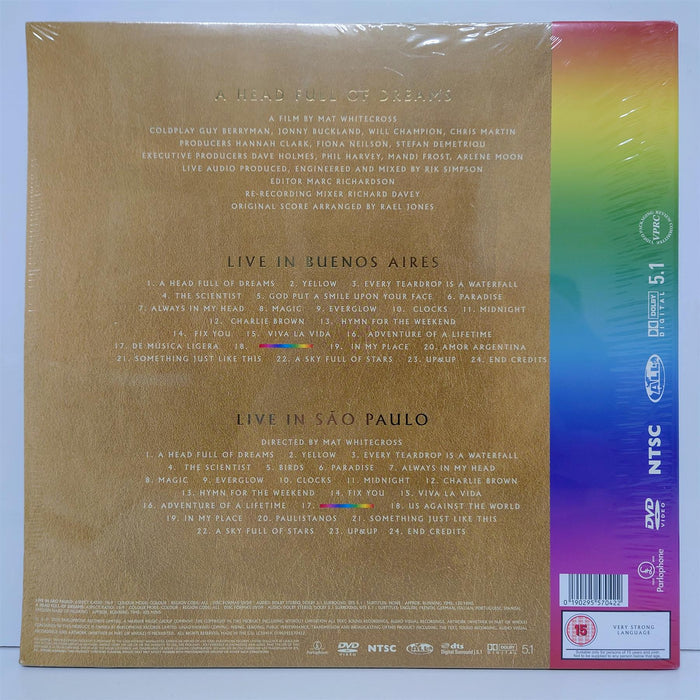 Coldplay - Live In Buenos Aires / Live In São Paulo / A Head Full Of Dreams 3x Gold Vinyl LP + 2DVD