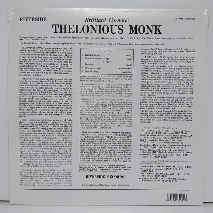 Thelonious Monk - Brilliant Corners Vinyl LP Reissue