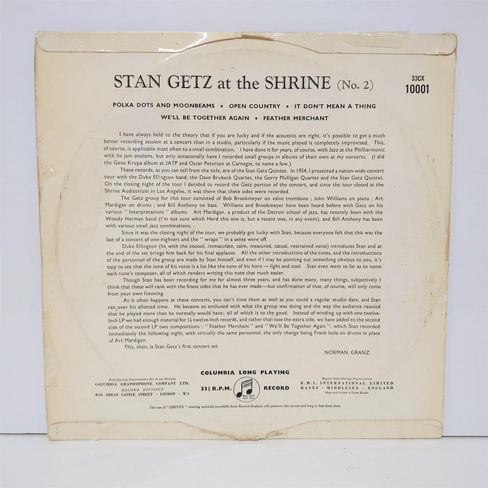 Stan Getz - At The Shrine (No. 2) Vinyl LP Mono